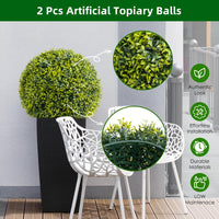 Palla di bosso artificiale Garvee da 15,7 pollici, materiale PE resistente ai raggi UV e senza manutenzione, per decorazioni interne ed esterne, verde