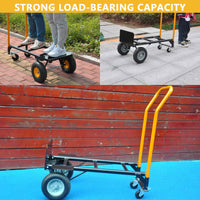 Carrello a Mano Pieghevole 2 in 1 Garvee Max 600 libbre per Festa del Papà - Piattaforma Metallica, Pneumatici Industriali, Manico Telescopico, Ideale per Magazzino e Giardino