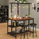 Isola da cucina Garvee con spazio di archiviazione, tavolo da 42", ripiani a 3 livelli, 5 ganci, MDF e metallo per cucina e sala da pranzo, versatile, zona pranzo, grigio