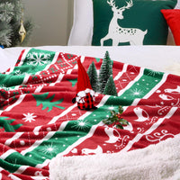 Coperta natalizia Garvee in flanella Sherpa 50x60, rossa, verde, calda e accogliente, reversibile, decorazione per divano.