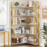 Mensola angolare Garvee da 72" a forma di L, libreria industriale in metallo e MDF, soggiorno, camera da letto, nero - nero