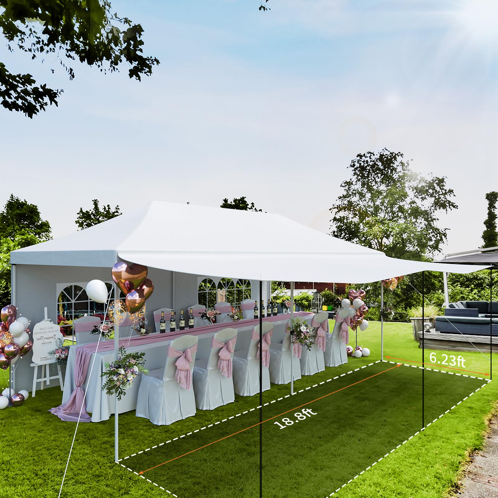 Gazebo 3x6M pop-up Garvee Heavy Duty tenda a baldacchino con 6 pannelli laterali rimovibili per feste commerciali, altezza regolabile, finestre trasparenti, nero