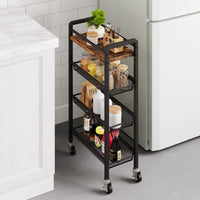 Garvee Chariot De Rangement À 4 Niveaux Mit Paniers Extractibles Und Roulettes Für Küche und Service, 41.3x20.2x81.7 cm, Braun Schwarz