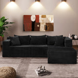 Divano angolare modulare Garvee Cloud 106" a forma di L, nero, divano letto oversize, soggiorno, seduta profonda, comodo e soffice, non richiede montaggio. - Nera forma destra