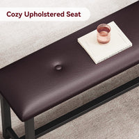 Set da pranzo Garvee per 4 persone con 2 panche imbottite, rettangolare, robusto MDF e acciaio, salvaspazio, impermeabile, per stanze piccole