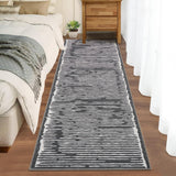 Tappeto lavabile Garvee 80 x 150 cm a pelo corto antiscivolo nero per soggiorno camera da letto cucina corridoio