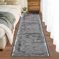 Tappeto lavabile Garvee 80 x 150 cm a pelo corto antiscivolo nero per soggiorno camera da letto cucina corridoio