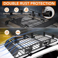 Portapacchi Garvee da tetto 64"x39" in acciaio universale regolabile con borsa per bagagli per SUV e camion, viaggi all'aperto, nero