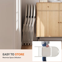 Garvee Set di 4 sedie pieghevoli con cuscini, fodere in lino, robuste strutture in metallo per ufficio ed eventi, beige, pieghevoli, ergonomiche