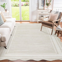 Tappeto Garvee Scalloped 8x10, moderno geometrico, lavabile, antiscivolo, antimacchia, in poliestere, per soggiorno, camera da letto, ufficio, colori neutri