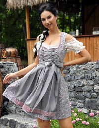 Garvee Dirndl corto midi da donna, abito tradizionale, set da tre pezzi per l'Oktoberfest, fiori di anacardi, taglia 36