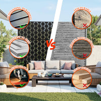 Garvee Metal Privacy Screen 72"x47" Robusto acciaio verniciato a polvere autoportante per giardino e balcone resistente alle intemperie