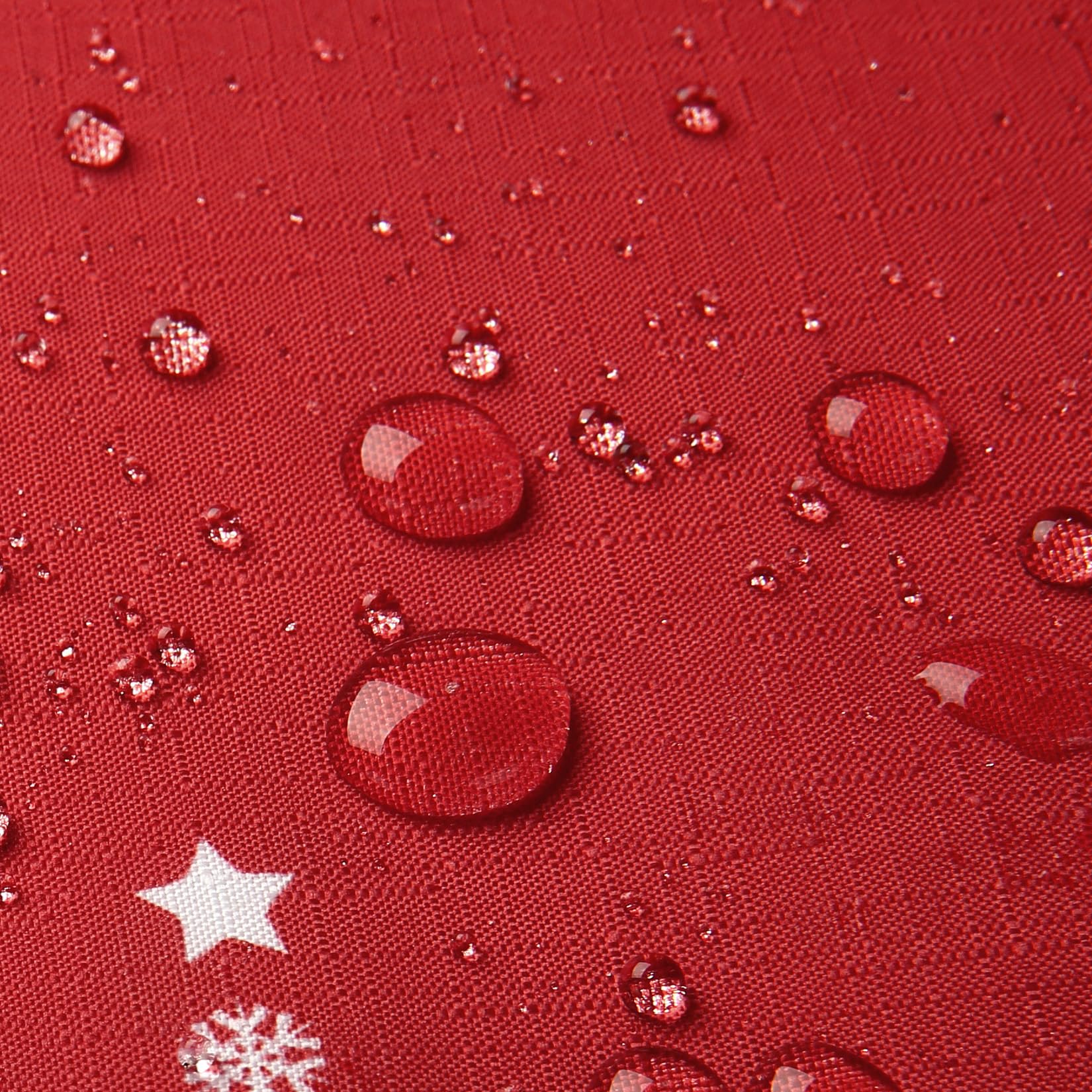 Tovaglia natalizia rotonda Garvee con motivo a fiocchi di neve e alberi, impermeabile, antipiega, rossa, 60 pollici, per sala da pranzo e pasti festivi