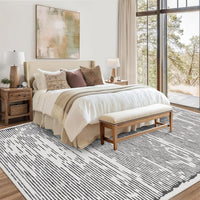 Tappeto a pelo corto Garvee per soggiorno/camera da letto, 200x290cm, grigio chiaro, lavabile, antiscivolo