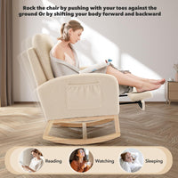 Sedia a dondolo Garvee per cameretta dei bambini con poggiapiedi, tessuto Teddy, ergonomica, struttura in legno robusto, soggiorno e camera da letto, multicolore