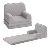 Divano per bambini Garvee 2 in 1 in pile Teddy grigio per sala giochi e cameretta dei bambini pieghevole morbido versatile - grigio