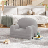 Divano per bambini Garvee 2 in 1, pieghevole, in pile, comodo e portatile, grigio, per sala giochi e camera da letto