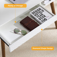 Scrivania moderna bianca Garvee con cassetti per ufficio e camera da letto 42,5"x19,7"x29,5" in legno