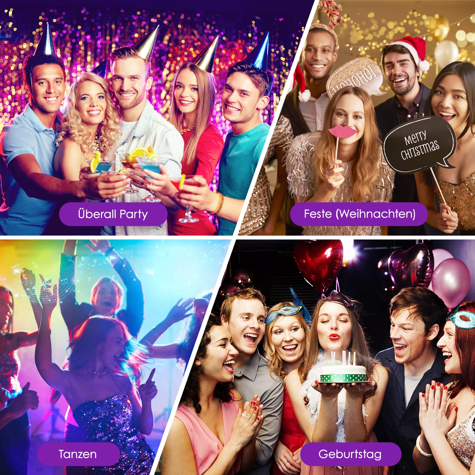 Garvee Disco Ball Disco Light 6W LED Luci per feste DJ Illuminazione da palco 7 colori Controllo musicale Telecomando, 2 pezzi, multicolore