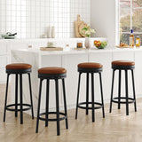 Garvee Set di 4 Sgabelli da Bar Girevoli 76 cm con Poggiapiedi, Seduta in Pelle PU Marrone, Telaio in Metallo Nero, Design Moderno, Altezza Bancone, Ideale per Cucina e Bar - 30.7" H Brown