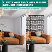 Garvee Metal Privacy Screen 71"x46" - Resistente alle intemperie, antiruggine, autoportante per giardino e patio, nero, geometrico