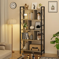 Libreria industriale alta Garvee a 5 ripiani con spazio per soggiorno, ufficio, camera da letto, MDF, metallo, robusta, antiribaltamento