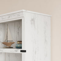 Libreria Garvee Triple Wide a 4 ripiani, grande scaffale aperto in legno, stile industriale, bianca, 67,4" H x 24,6" W x 12,8" D, soggiorno