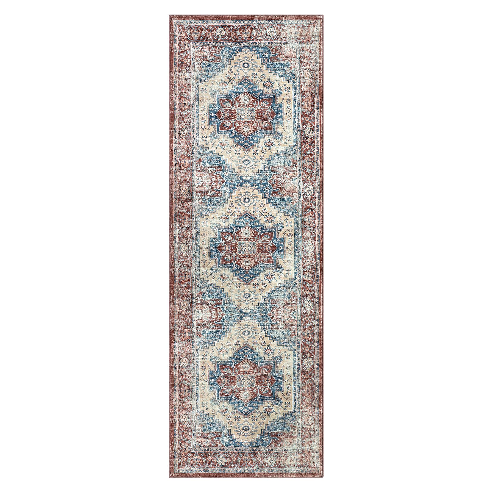 Tappeto vintage Garvee, rustico, 60x230 cm, antimacchia, lavabile, per corridoio, cucina, camera da letto, soggiorno, motivo floreale