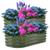 Garvee 2 Confezione Letti Da Giardino Ovali In Acciaio Zincato 183x91x30cm - Resistente Antiruggine Per Giardino E Balcone - Green
