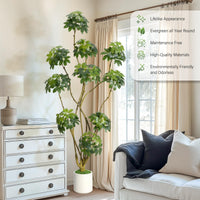 Garvee, albero artificiale da interni alto 7 piedi, ombrellone multi-stelo Schefflera bianco, fioriera in PE, stabile e facile da curare, per casa e ufficio