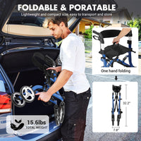 Rollator pieghevole Garvee con ammortizzatori - ruote anteriori da 12" e posteriori da 10" per comfort e sicurezza su tutti i terreni