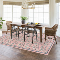Tappeto per soggiorno Garvee lavabile con motivo floreale vintage, pelo corto, antiscivolo, morbido, grande, 160x230 cm, rosa