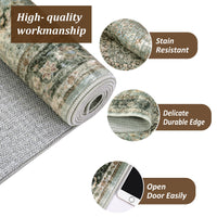 Tappeto vintage lavabile Garvee 80x150 cm antiscivolo verde antico per soggiorno, camera da letto, cucina, corridoio