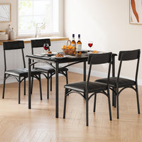 Set da pranzo Garvee da 5 pezzi, tavolo da pranzo rustico nero con sedie imbottite, per piccoli spazi, 44,33" L x 27,63" P x 30,03" H
