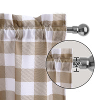 Tende piccole Garvee Buffalo Plaid in poliestere idrorepellente effetto lino per soggiorno, cucina, bagno, 28"x24" tortora