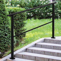 Corrimano in metallo Garvee per scale esterne, altezza regolabile, ferro, presa sicura e stabile, cemento, veranda, terrazza, anziani, nero