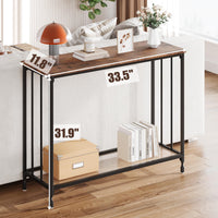 Tavolo consolle stretto Garvee 33,5"L x 11,8"W x 31,9"H Struttura in metallo effetto legno vintage per soggiorno e corridoio
