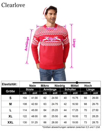 Maglione natalizio da uomo Garvee, brutto, girocollo, con renna, unisex, rosso, XXL, caldo e confortevole.
