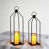 Garvee Set 2 Lanterna LED in Metallo con Candele Acriliche, Telecomando, Decorazione Interni ed Esterni, 30,5-38,1 cm, Nero - Black