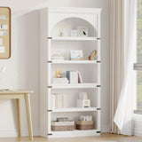 Garvee Libreria Rustica 5 Ripiani 69" Alta, Design Arco, Legno Ingegnerizzato, Bianco, Soggiorno e Ufficio - White