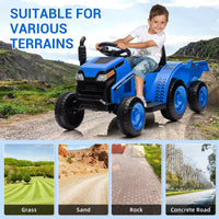 Trattore elettrico Garvee 6V, trattore cavalcabile per bambini, blu con clacson e aspetto realistico del trattore per gite in giardino e giochi all'aperto in fattoria per bambini dai 3 anni in su