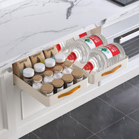 Garvee Cassettiera Organizzatore da Cucina, Capacità di Carico 50 kg, Acciaio, Maniglia Ergonomica, Regolabile, per Cucina e Bagno, 25x48x8 cm, Nero