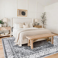 Tappeto Garvee Boho Vintage Floreale, Lavabile, 120x170cm, Morbido Velluto di Agnello Sintetico, Retro Antiscivolo in TPR, per Camera da Letto, Bagno, Cucina, Ingresso, Ufficio