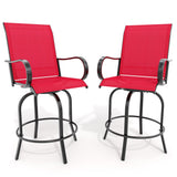 Garvee Sedia da Bar per Patio in Metallo Resistente con Poggiapiedi Ergonomico per Esterni e Giardini Nero - Poltrona Rossa