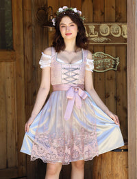 Garvee Dirndl - Abito tradizionale midi da donna, set completo da 3 pezzi per l'Oktoberfest, grigio, taglia 46
