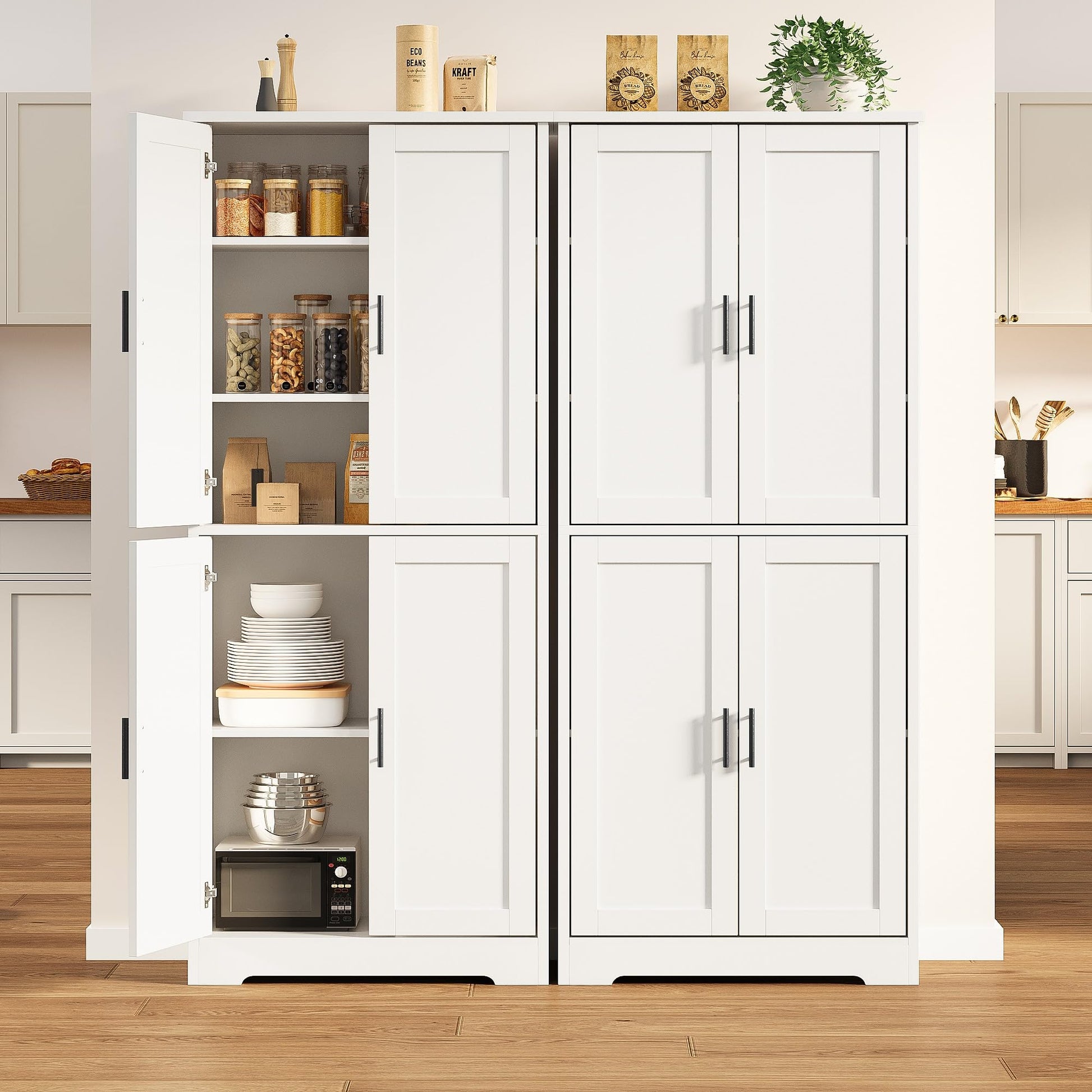 Garvee Armadio Dispensa Cucina 70 Pollici Mobile Legno MDF Bianco Per Cucina E Soggiorno