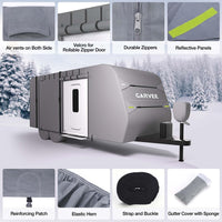 Garvee Copertura per Camper 20-22 Piedi, Resistente ai Raggi UV, Impermeabile, Antivento, con Cerniera, in Gomma, per Esterni, 270 x 102 x 104 cm, Grigio