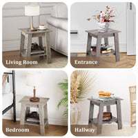 Set di tavolini laterali Garvee, 2 ripiani, compatto, robusto, effetto legno, soggiorno, camera da letto, 39,42 cm x 29,97 cm x 48,21 cm