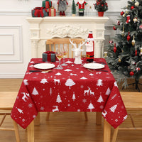 Garvee Obrus Na Stół Rot Mit Hirschdruck Waterproof Washable 137x137 cm PVC For Dining Room Festive