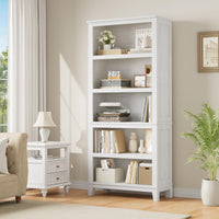 Libreria in legno Garvee, 5 ripiani, robusta, design vintage, MDF e legno, per soggiorno, ufficio, impermeabile, marrone